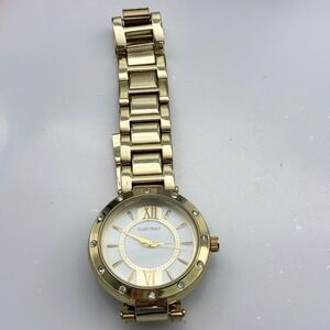 Ellen Tracy Gold Tone Crystal Bezel White Sunray Dial Watch ET5212GD Mens Womens